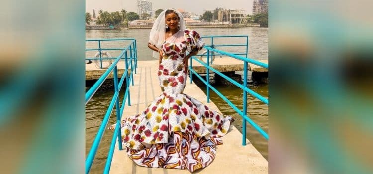 Ankara bridal cheap train dresses