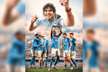 Super Eagles striker, Victor Osimhen with Napoli's Serie A title trophy