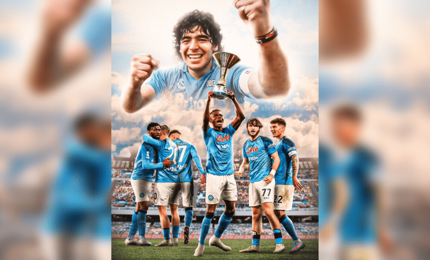 Super Eagles striker, Victor Osimhen with Napoli's Serie A title trophy
