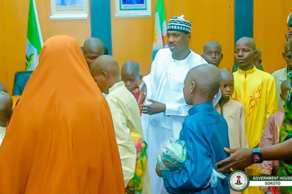 AIT-IMAGES - Rescued Tsagaya pupils being handed over to Sokoto Governor,Ahmad Aliyu