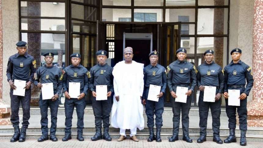 ait-images - Brigadier-General Buba Marwa (Rtd) with eight officers promoted for bravery