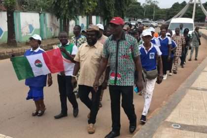 ait-images - NLC members marching to Ebonyi State Police