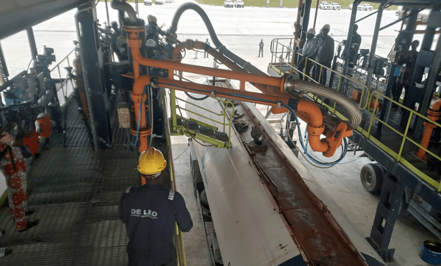 AIT-IMAGES - NNPC truck loading petrol at Dangote Refinery